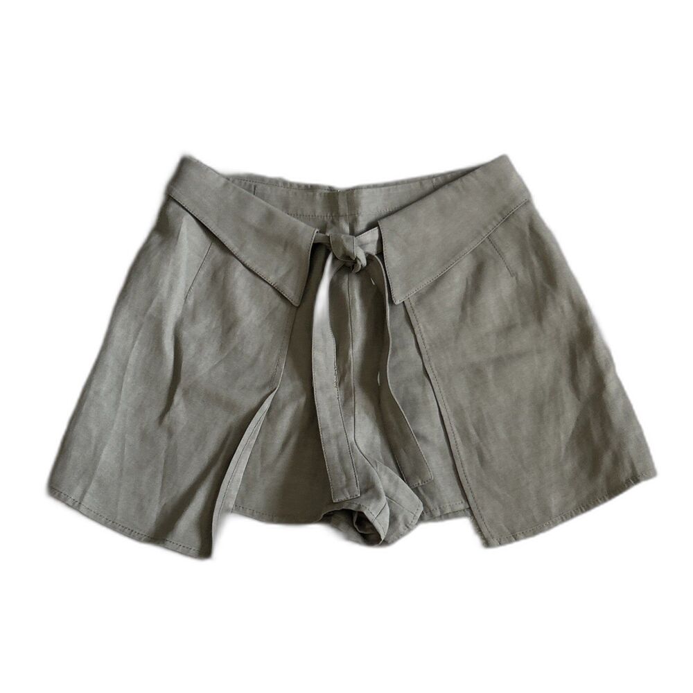 Derek Lam 10 Crosby Shorts Skort Womens 4 Beige Linen Blend Front Tie Back Zip